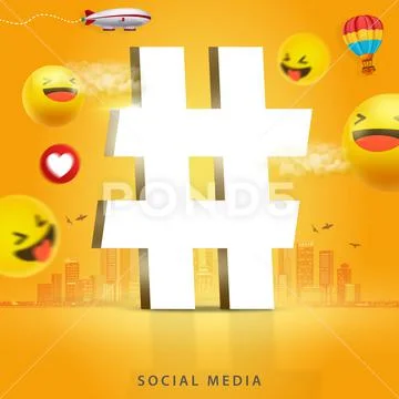 Hashtag Social Media Design Plantilla PSD