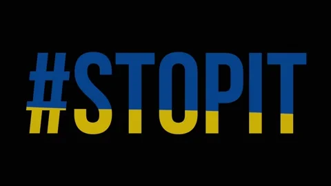 Hashtag stopit. Armed conflict between Russia and Ukraine. War. Ukrainian flag Stock Footage 170923673