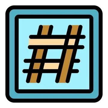 Hashtag symbol filling a square with rounded corners and a light blue backg.. Stock Illustration