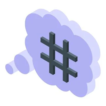 Hashtag symbol floating in a thought bubble representing social media trends Stock Illustration