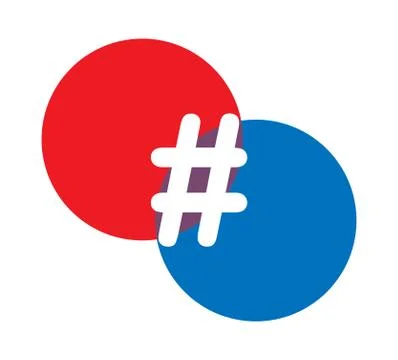 Hashtag symbol at the intersection of two circles. Template for design and de Stock Illustration