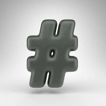 Hashtag symbol on white background. Anodized green 3D sign with matte texture Stock Illustration