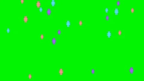 Hashtag symbols floating on green screen overlay 4K Vídeo Stock 337063064