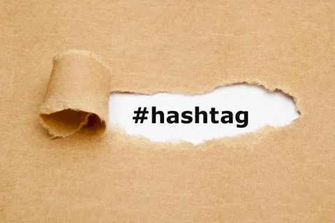 Hashtag Torn Paper Concept Stockfoto's