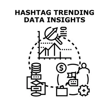 Hashtag trending data insights concept vector illustrating Stock Illustration