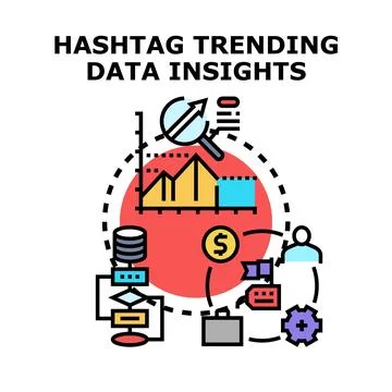 Hashtag trending data insights concept vector illustrating イラスト素材