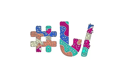 Hashtag #UA. Animated text isolated on white background, 4K video. Stock Footage 157992248