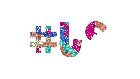 Hashtag #US. Animated text isolated on white background, 4K video. Video stock 159467155