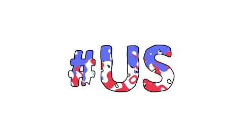 Hashtag #US. Animated text isolated on White background. 4K video Stock Footage 163867715