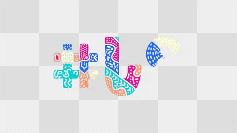 Hashtag #US. Animated text. Transparent Alpha channel, 4K video. Stock Footage 159465370