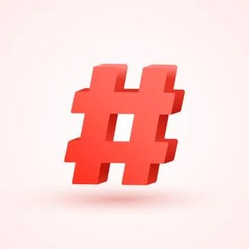 Hashtag vector 3d icon. Social hash tag design symbol for media logo Stock Illustration