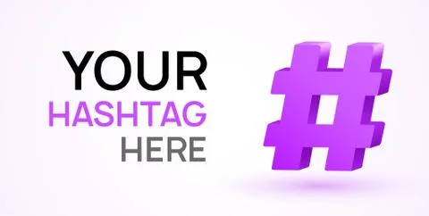 Hashtag vector 3d icon. Social hash tag design symbol for media logo Stock Illustration