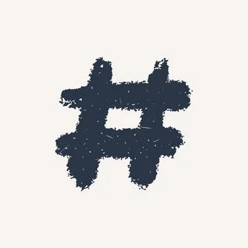 Hashtag, vector ink painted tag icon on white background. Hand Drawn vector Stock Illustration