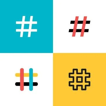 Hashtags icon set. Flat style illustrations Stock Illustration