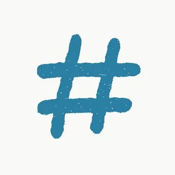 Hashtags, vector blue ink tag icons on white background. Hand Drawn vector Stock Illustration