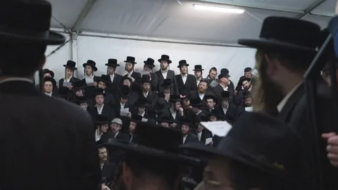 Hasidic pilgrimage to Lelow, Poland Stock Footage 126109240