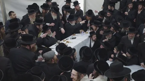 Hasidic pilgrimage to Lelow, Poland Stock Footage 126125739