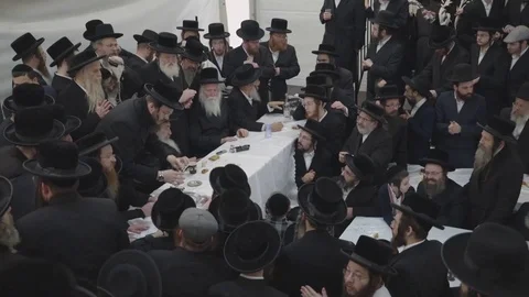 Hasidic pilgrimage to Lelow, Poland Stock Footage 126126313