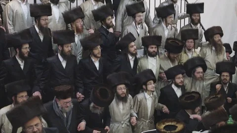 Hasidic pilgrimage to Lelow, Poland Stock Footage 126126447