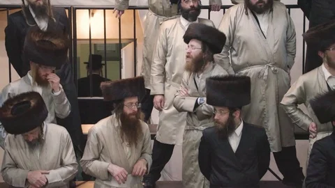 Hasidic pilgrimage to Lelow, Poland Stock Footage 126126454