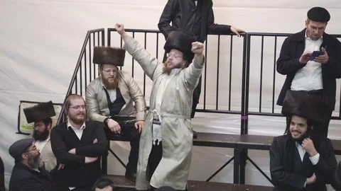 Hasidic pilgrimage to Lelow, Poland Stock Footage 126126538