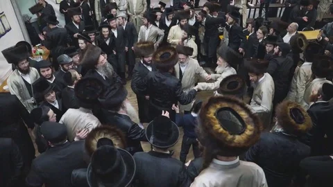 Hasidic pilgrimage to Lelow, Poland Stock Footage 126127044