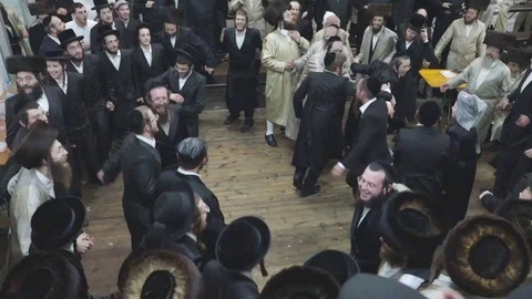 Hasidic pilgrimage to Lelow, Poland Stock Footage 126127199