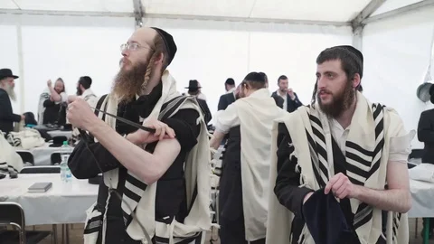 Hasidic pilgrimage to Lelow, Poland Stock Footage 126127264
