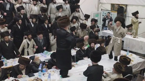Hasidic pilgrimage to Lelow, Poland Stock Footage 126127529