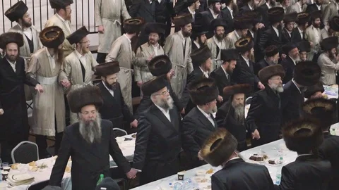 Hasidic pilgrimage to Lelow, Poland Stock Footage 126127663