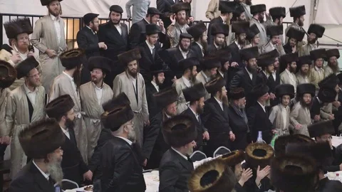 Hasidic pilgrimage to Lelow, Poland Stock Footage 126127712