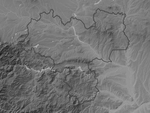 Haskovo, Bulgaria. Grayscale elevation map with lakes and rivers Stock Illustration