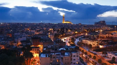 Hassan II Mosque, the third largest mosque in the world, Casablanca, Morocco, Stock Footage 7715925