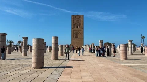 Hassan tower and stone columns in Rabat. Stock Footage 332131930