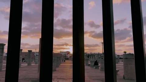 Hassan Tower Square Gate at Sunset – Rabat, Morocco Stock Footage 303965719