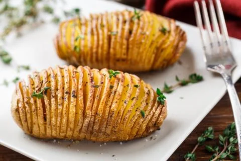 Hasselback potatoes Stock Photos