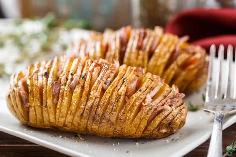 Hasselback potatoes Stock Photos