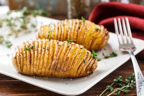 Hasselback potatoes Stock Photos