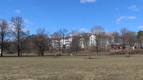 Hässelby during spring Stock Footage 253074926