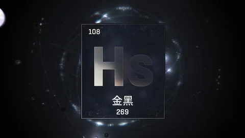 Hassium as Element 108 of the Periodic Table 3D illustration on silver 스톡 동영상 126451834