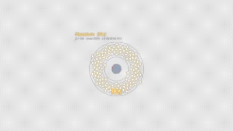 Hassium Hs Bohr Atom Model Labeled Animation Video Overlay Alpha 4K Stockbeeldmateriaal 339362258