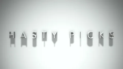 Hasty picks 3D title animation with shadows on a white background Stock Footage 297571754