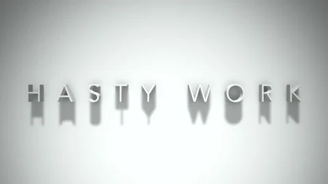 Hasty work 3D title animation with shadows on a white background Stock Footage 297571337