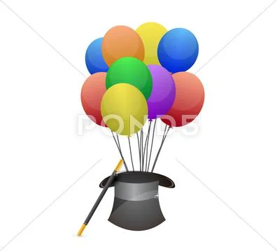 Hat and balloons illustration design Stock Illustration