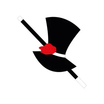 Hat and cane isolated on white. Vector illustration. Stock Illustration