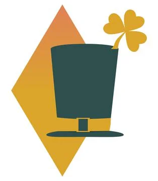 Hat and clover. St. Patrick's Day symbol. Stock Illustration