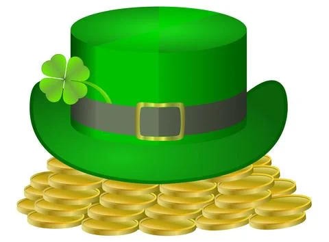 Hat and Coins Stock Illustration