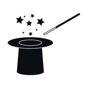 Hat and Magic Wand Icon, Vector Illustration Stock Illustration