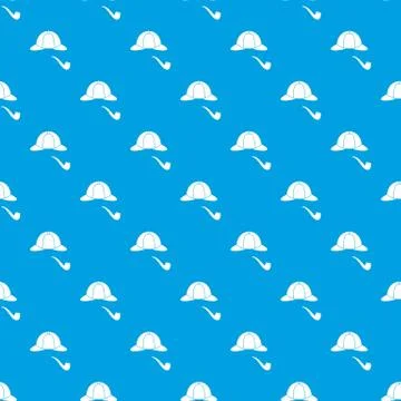 Hat and pipe pattern seamless blue Stock Illustration