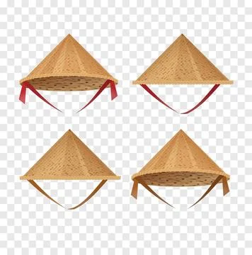 Hat bamboo. Hat farmer asian straw cap Traditional vietnamese. Flat Vector Stock Illustration